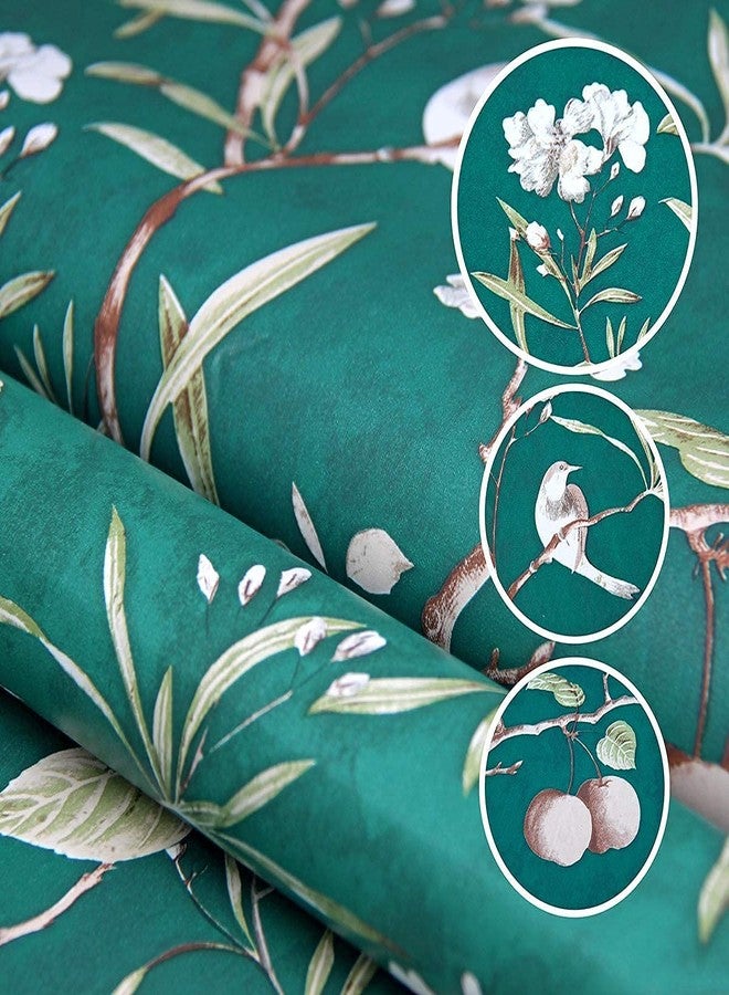 ANNACREATIONS ANNA CREATIONS Self Adhesive Decorative Peel Stick Sea Green Waterproof Floral Wallpaper Removable Wall Sticker for Living Room Hall Decoration PVC Vinyl DIY Wall Stickers 45x304cm (Green Cherry) - Image 5